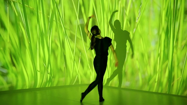 草投射在女舞者身上视频素材