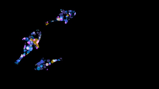 抽象鲤鱼或锦鲤的散景光图案，水生和海洋生物的概念设计插图在黑色的背景，无缝循环动画4K与复制空间视频下载