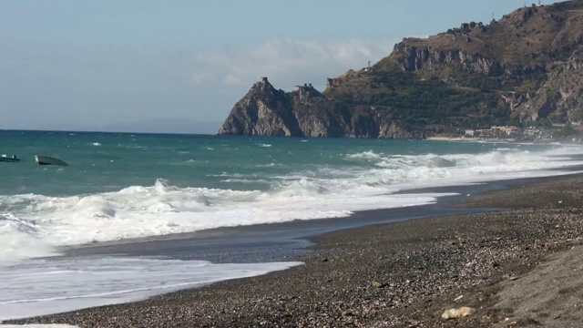 西西里海岸风浪汹涌视频素材