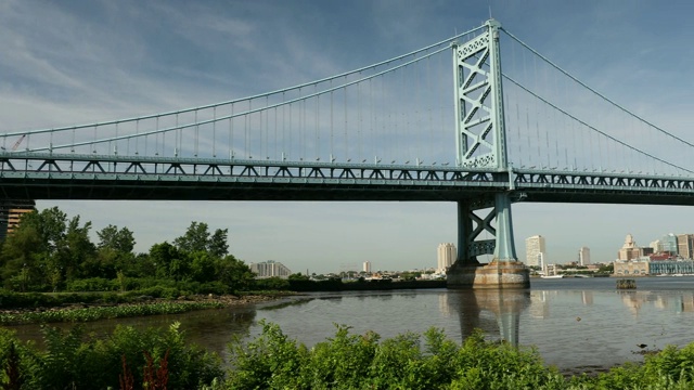 宾夕法尼亚州费城的本杰明富兰克林大桥视频素材