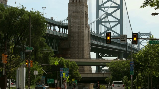 宾夕法尼亚州费城的本杰明富兰克林大桥视频素材
