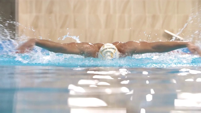 专业游泳运动员在水中的行动视频下载