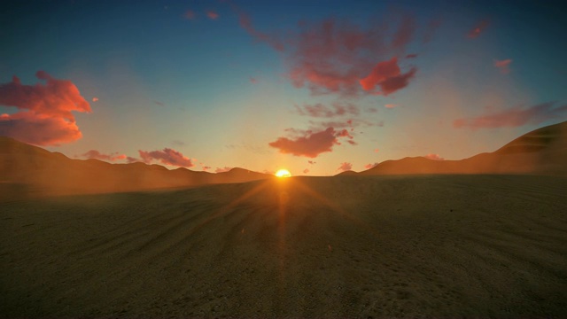 沙漠映衬着美丽的夕阳，4K视频素材