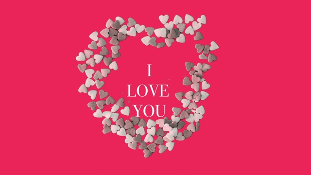 “我爱你”的文字在心脏点缀定格运动视频下载