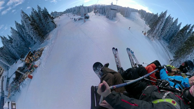 个人观点，骑在滑雪缆车上的滑雪板视频下载