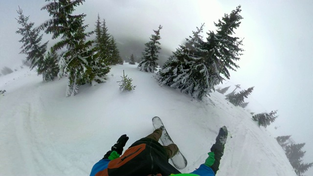 熟练的滑雪板骑在新鲜的粉末雪视频下载