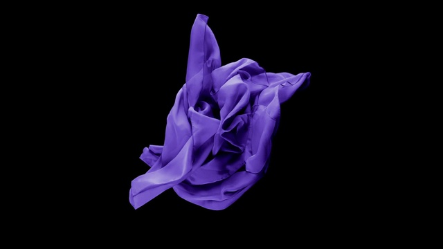 紫色透明织物在黑色背景下随风流动，慢动作视频下载