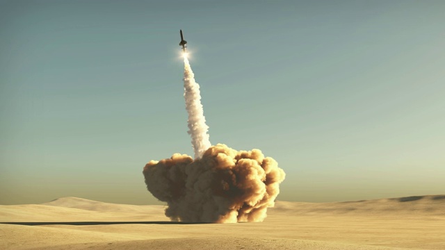 火箭从沙漠出发视频素材
