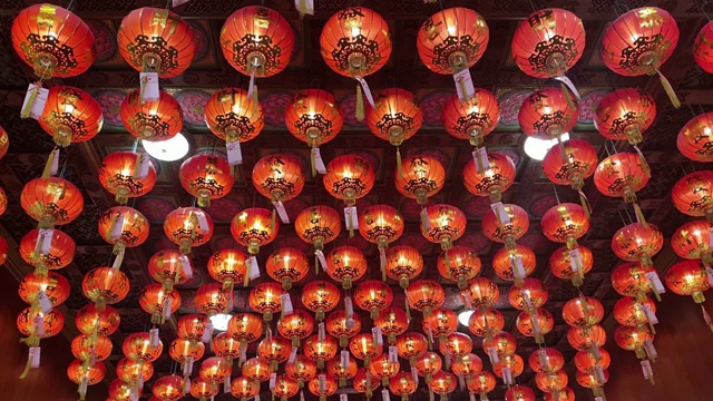 中国灯笼，用于庆祝中国新年，中国红灯笼，用于庆祝中国新年节日视频素材