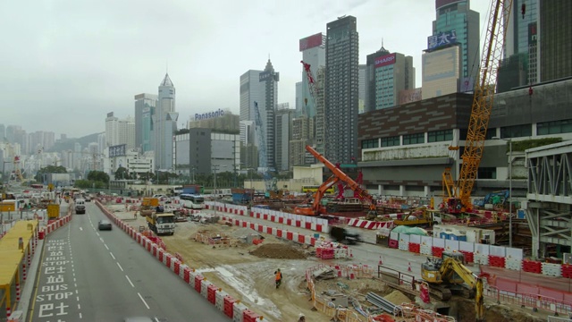 (缩小)香港建筑工地的工作时间。视频素材
