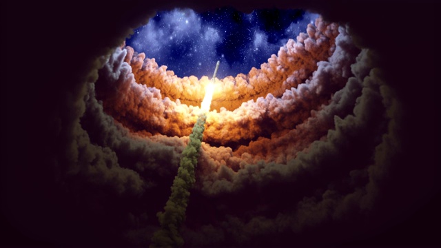 火箭穿过云层视频素材