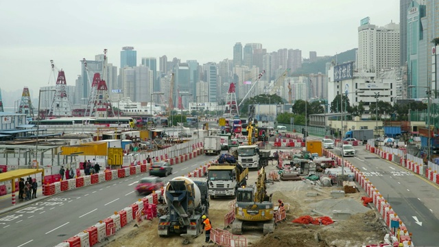 (放大)香港建筑工地的工作时间。视频素材