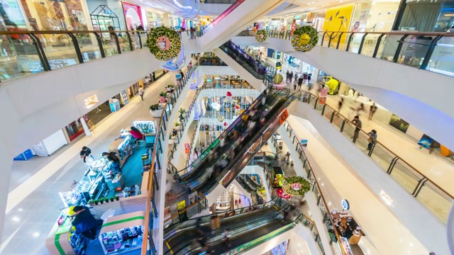 购物中心扶梯的时间流逝，放大视频下载