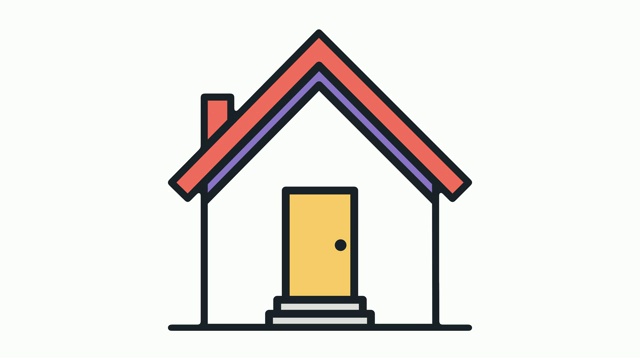 住宅和房地产平面线图标动画与阿尔法视频下载