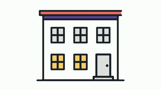 Rental Apartments‎Flat Line Icon Animation with Alpha视频下载