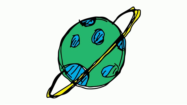 孩子们绘制星球主题的白色背景视频下载