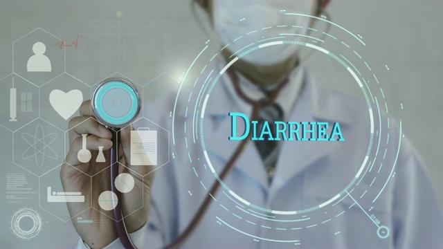 腹泻医生使用听诊器的医学背景。视频下载