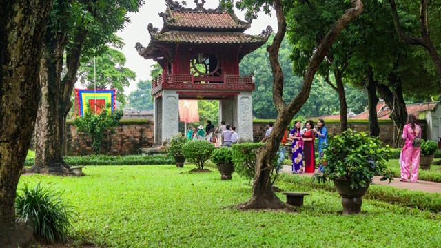 越南河内的文庙，时光流逝视频视频下载