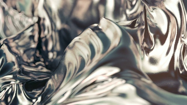 抽象银光泽金属布。慢动作动画背景。3 d渲染。视频素材