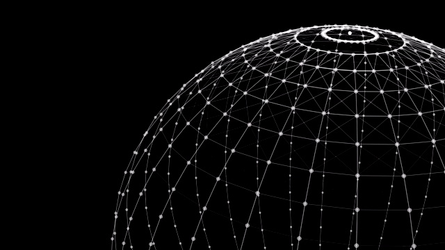 球的线结构。数字计算机数据和网络连接线和球体在未来的技术概念上的白色背景。三维抽象平面设计插图视频素材