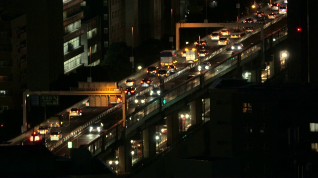 东京市区高速公路道路鸟瞰图视频素材