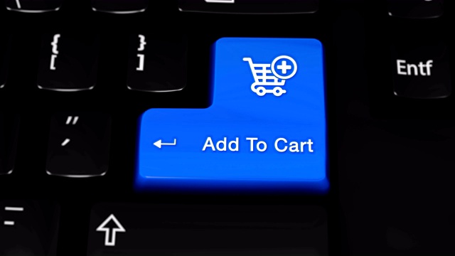 添加到购物车移动运动上的电脑键盘按钮。视频下载