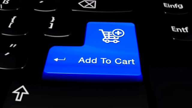 添加到购物车圆形运动计算机键盘按钮。视频下载