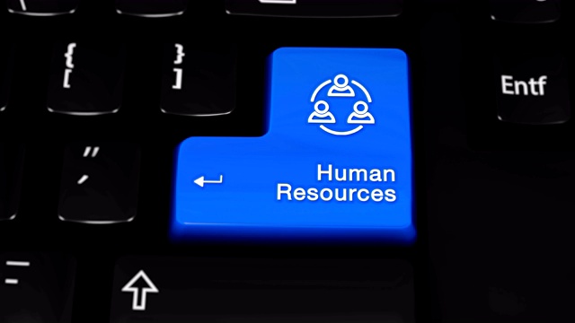 人力资源旋转运动电脑键盘按钮。视频下载
