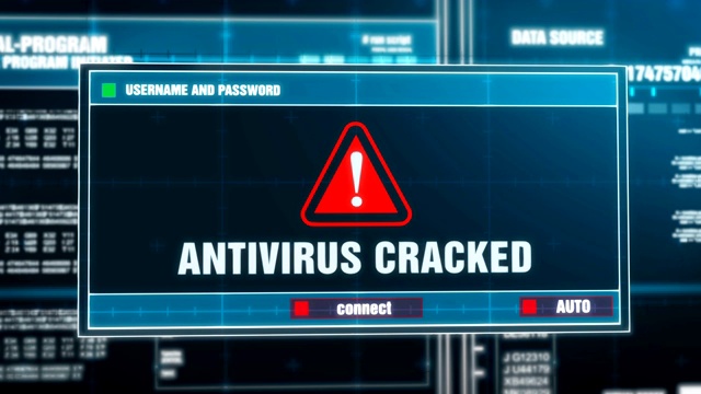 电脑屏幕上的数字系统安全警报防病毒破解警告通知视频素材