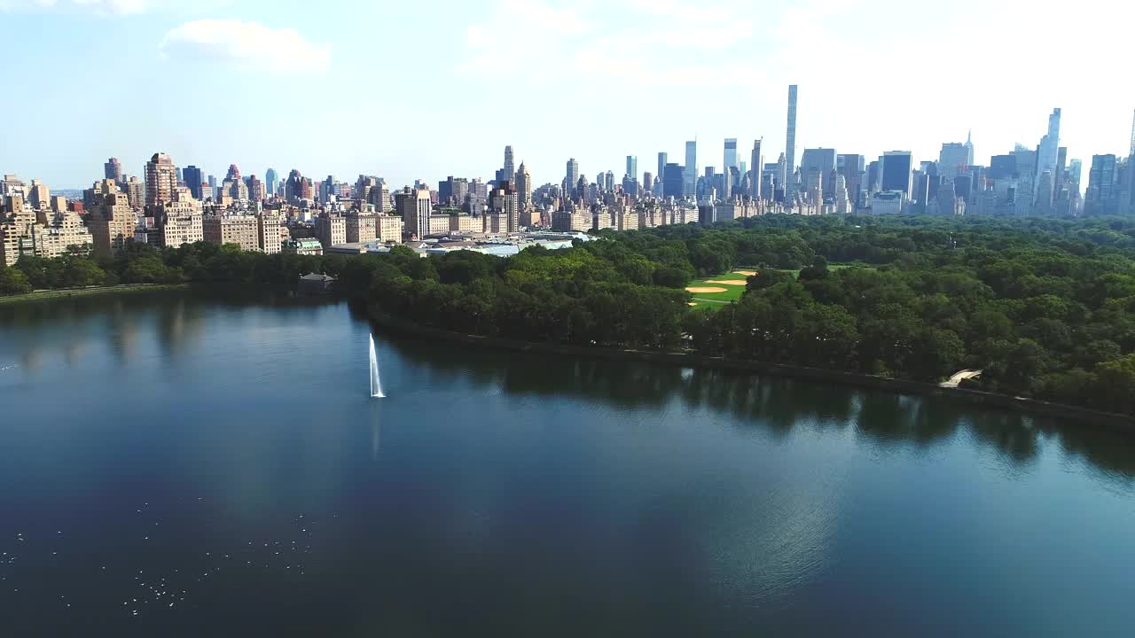 曼哈顿上西区的城市景观与杰奎琳肯尼迪奥纳西斯水库视频下载