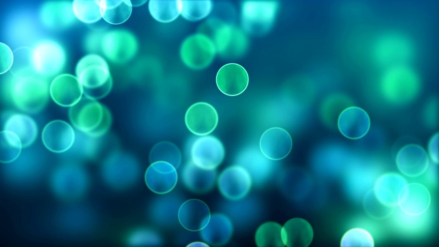 散焦粒子-蓝色，绿松石色，绿色-可循环视频素材