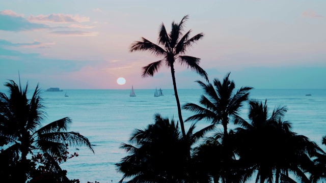 夏威夷多彩的怀基基海滩，4k视频素材