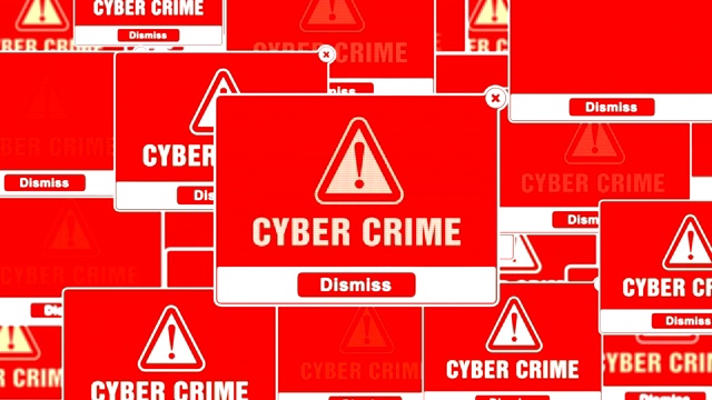 屏幕上的网络犯罪警报警告错误弹出通知框。视频素材