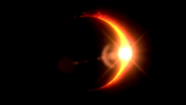 金色/橙色日食与光线和耀斑循环背景视频下载