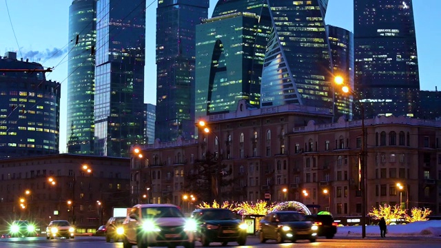 莫斯科现代的未来主义摩天大楼视频素材
