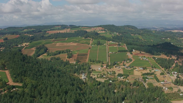 邓迪山，俄勒冈葡萄酒之乡的鸟瞰图。视频下载