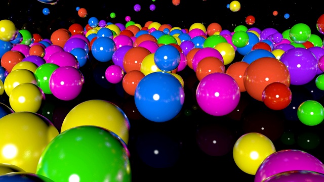 彩色球下落慢动作3D渲染视频素材