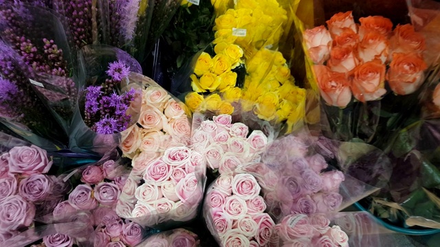 新鲜的玫瑰花香，春天的花束视频素材