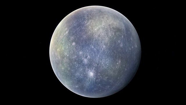 现实中的水星在深太空中旋转。无缝循环数字背景。视频下载