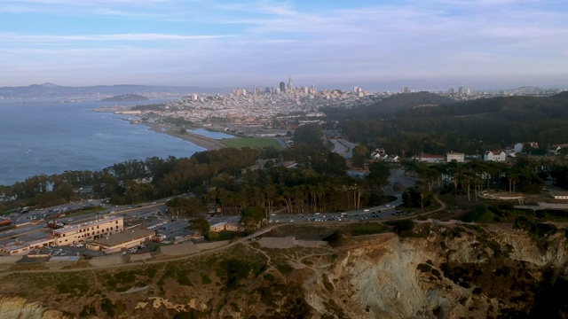 鸟瞰图旧金山城市天际线，加利福尼亚，美国视频素材