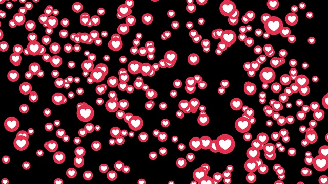 爱的心图标在Facebook直播视频孤立的黑色背景。社交媒体网络营销。应用程序的广告。3 d抽象插图视频素材