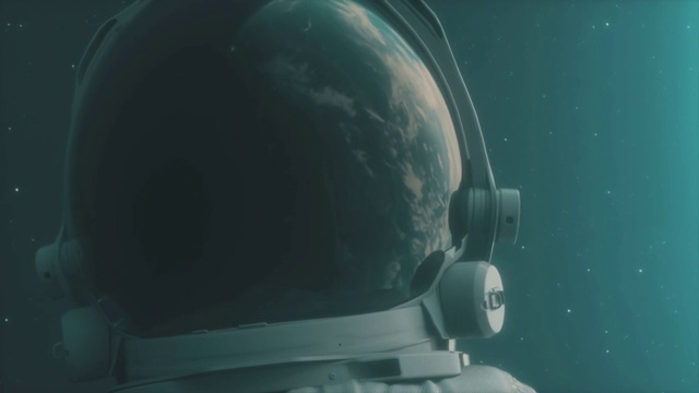 一个孤独的宇航员看着地球视频下载