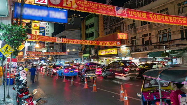 在曼谷的唐人街，泰国，时间流逝视频视频素材
