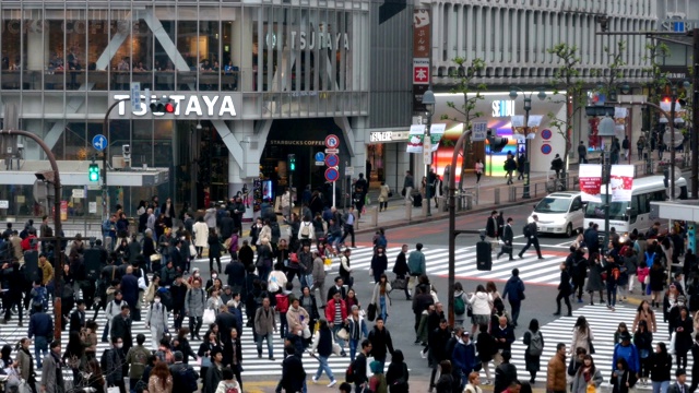 日本东京涩谷涩谷十字路口的人行道视频下载