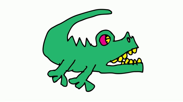 孩子们画的白色背景与主题的鳄鱼视频素材