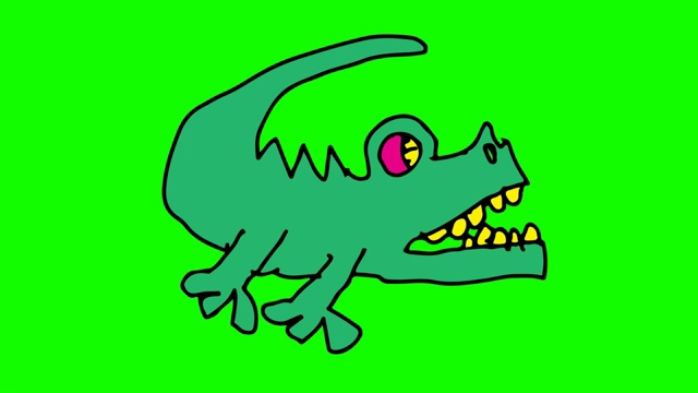 孩子们画绿色的背景与主题的鳄鱼视频素材