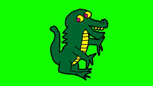孩子们画绿色的背景与主题的鳄鱼视频素材
