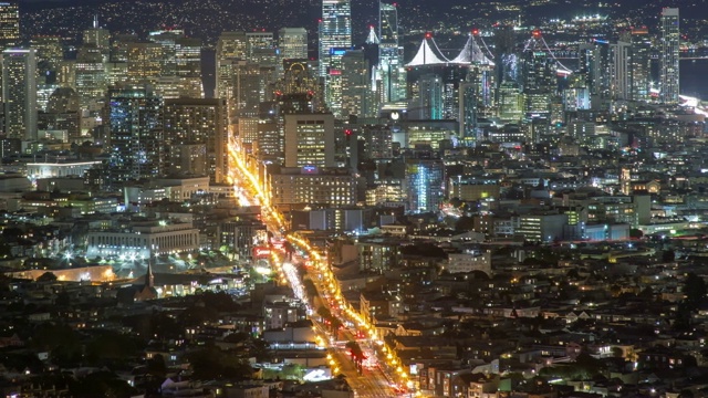 旧金山新现代市区夜景视频素材