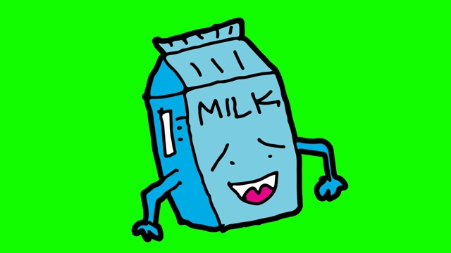 孩子们以牛奶为主题画绿色背景视频素材