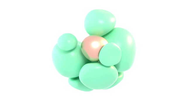 绿色球体软体三维抽象运动图形旋转悬浮白色背景视频素材